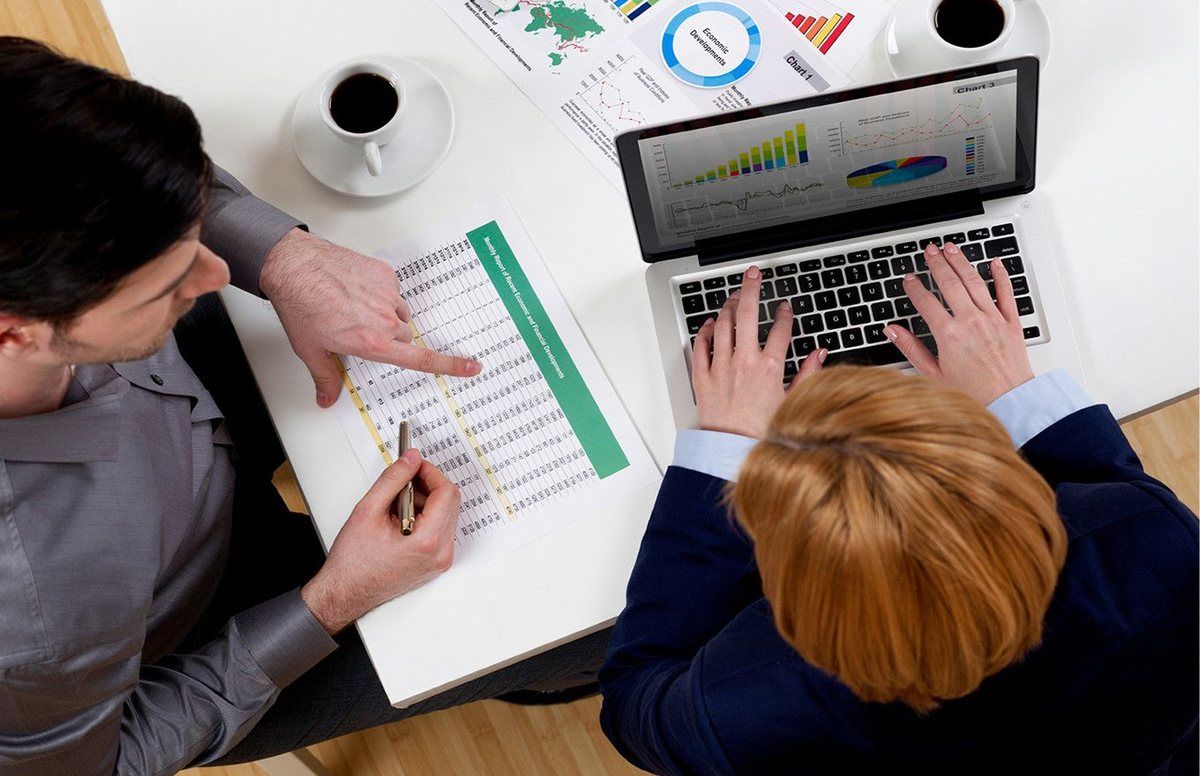 A team reviewing data for a sustainability report
