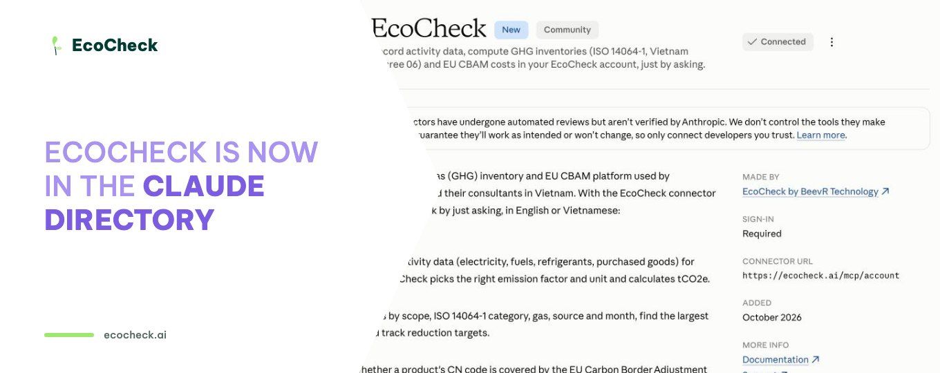 EcoCheck Is Now in the Claude Connectors Directory